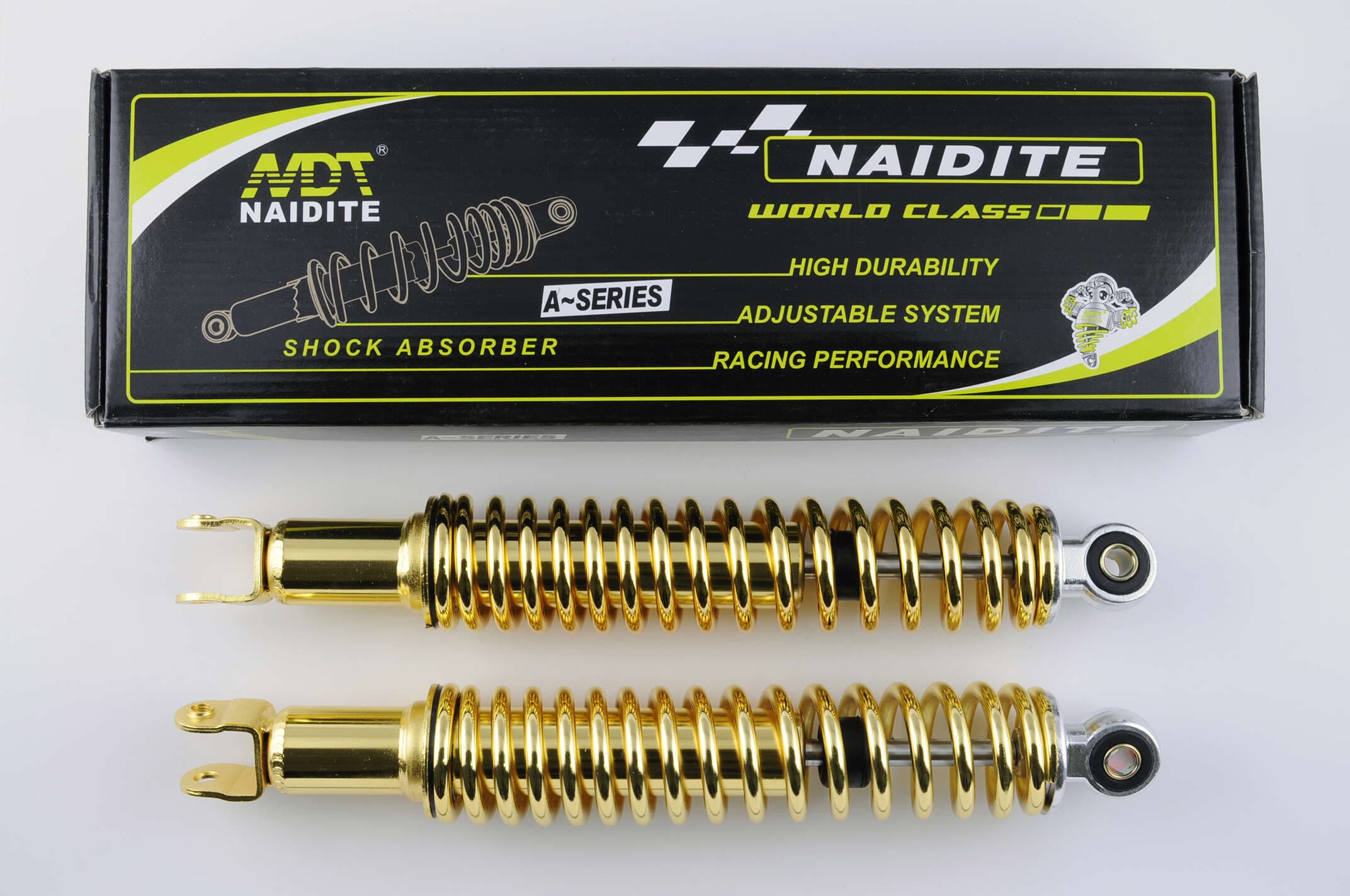 Амортизаторы (пара) GY6, DIO ZX 330mm, стандартные, мягкие (золотистые) NDT