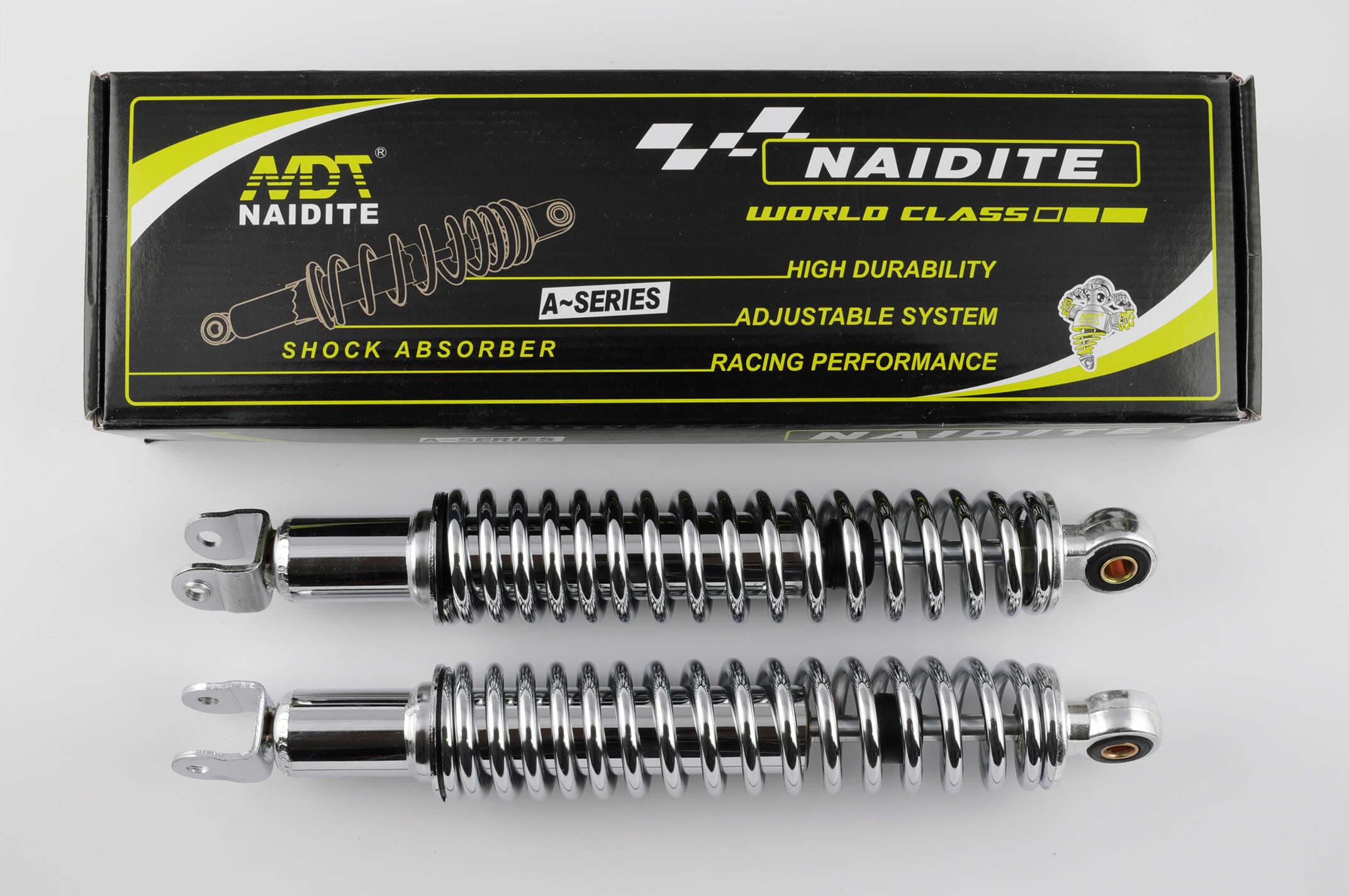 Амортизаторы (пара) GY6, DIO ZX 330mm, стандартные, мягкие (хром) NDT