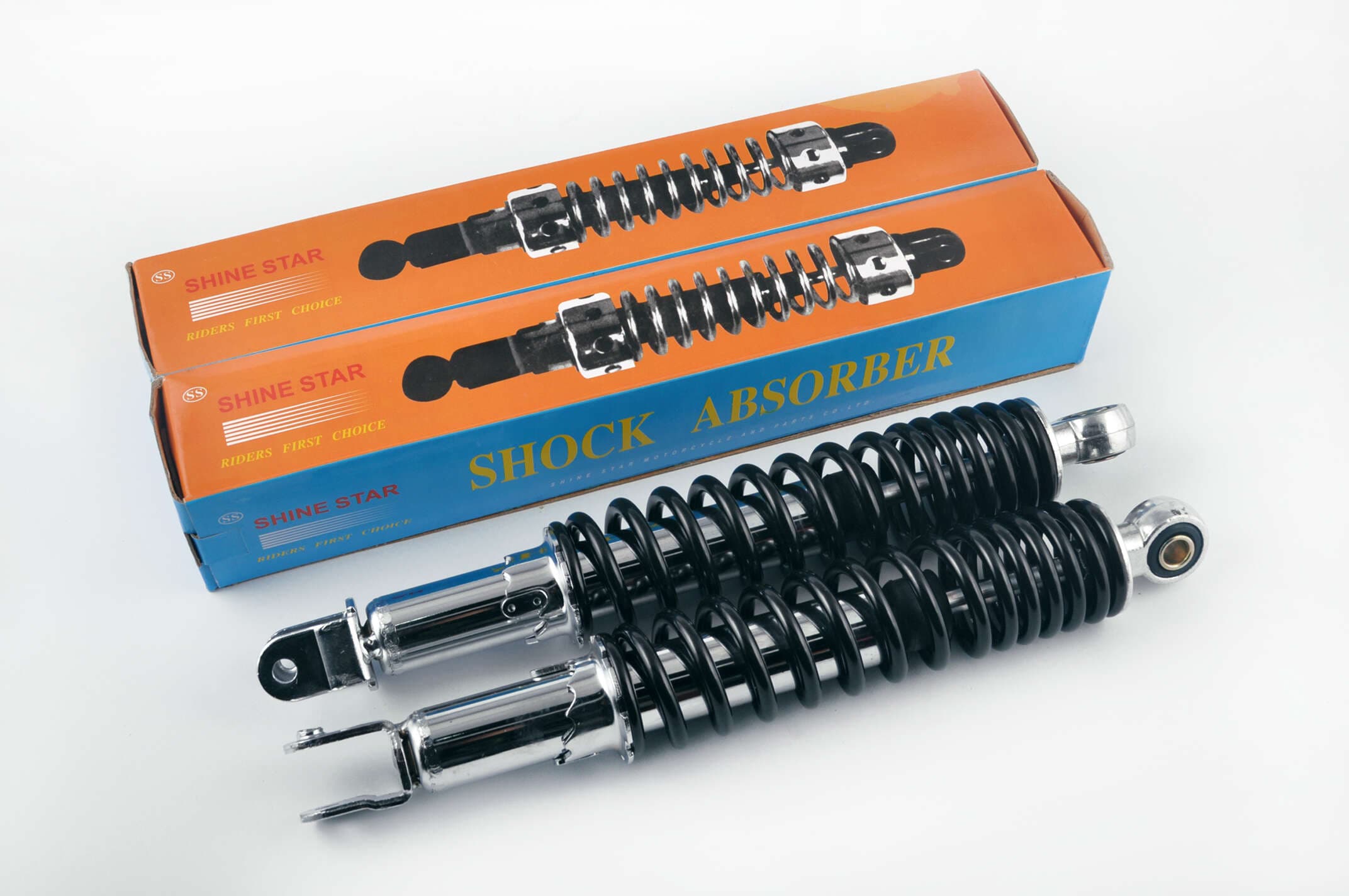 Амортизаторы (пара) GY6, DIO ZX 330mm, регулируемые (черные) SHINE STAR
