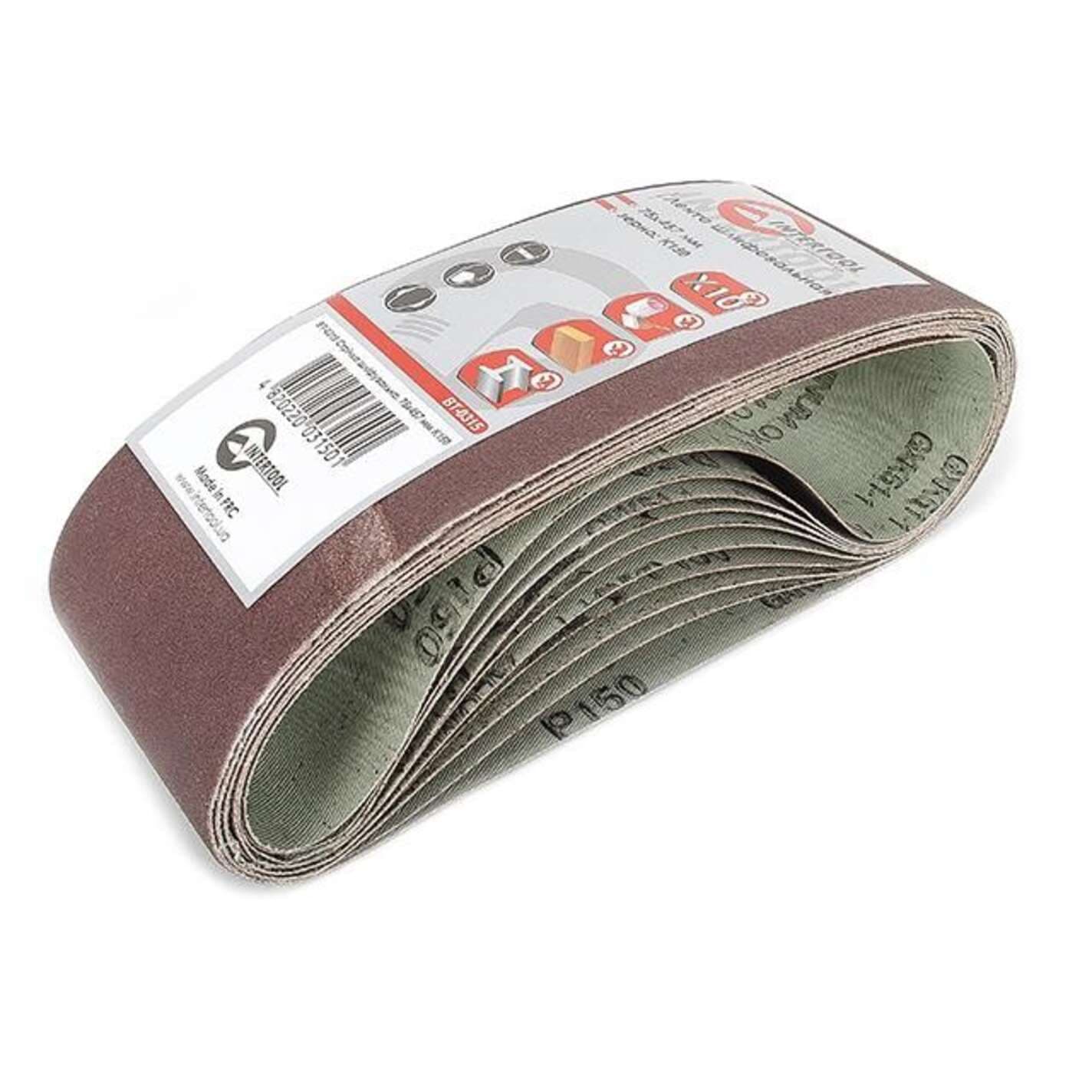 Лента шлифовальная 75x457 мм, зерно 150 уп.10 шт. INTERTOOL