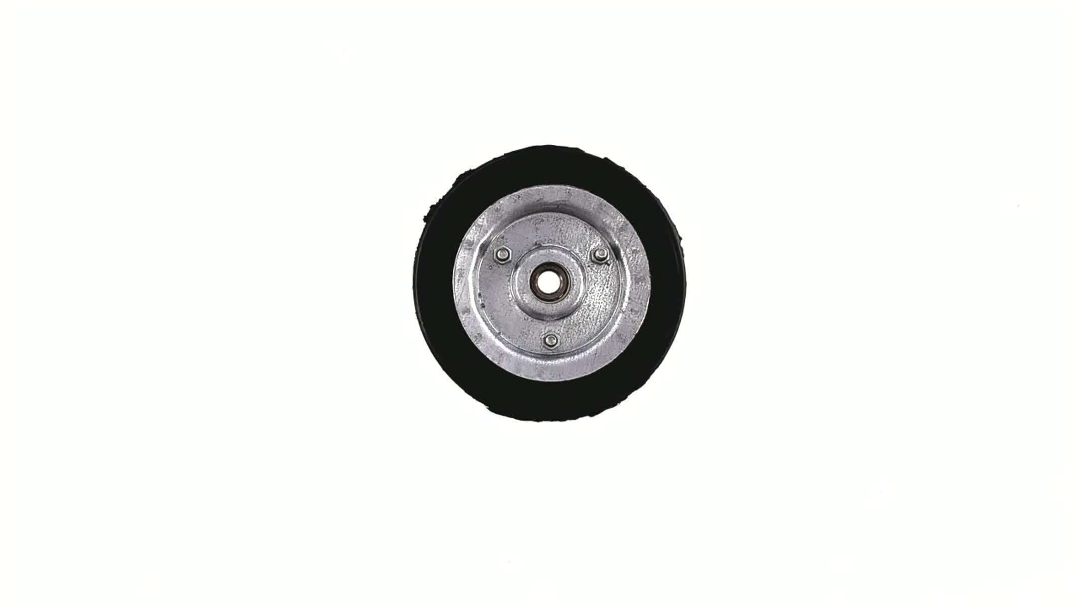 Колесо для тачек и платформ (литая резина) (125mm, под ось 10mm, 4 болта) MRHD