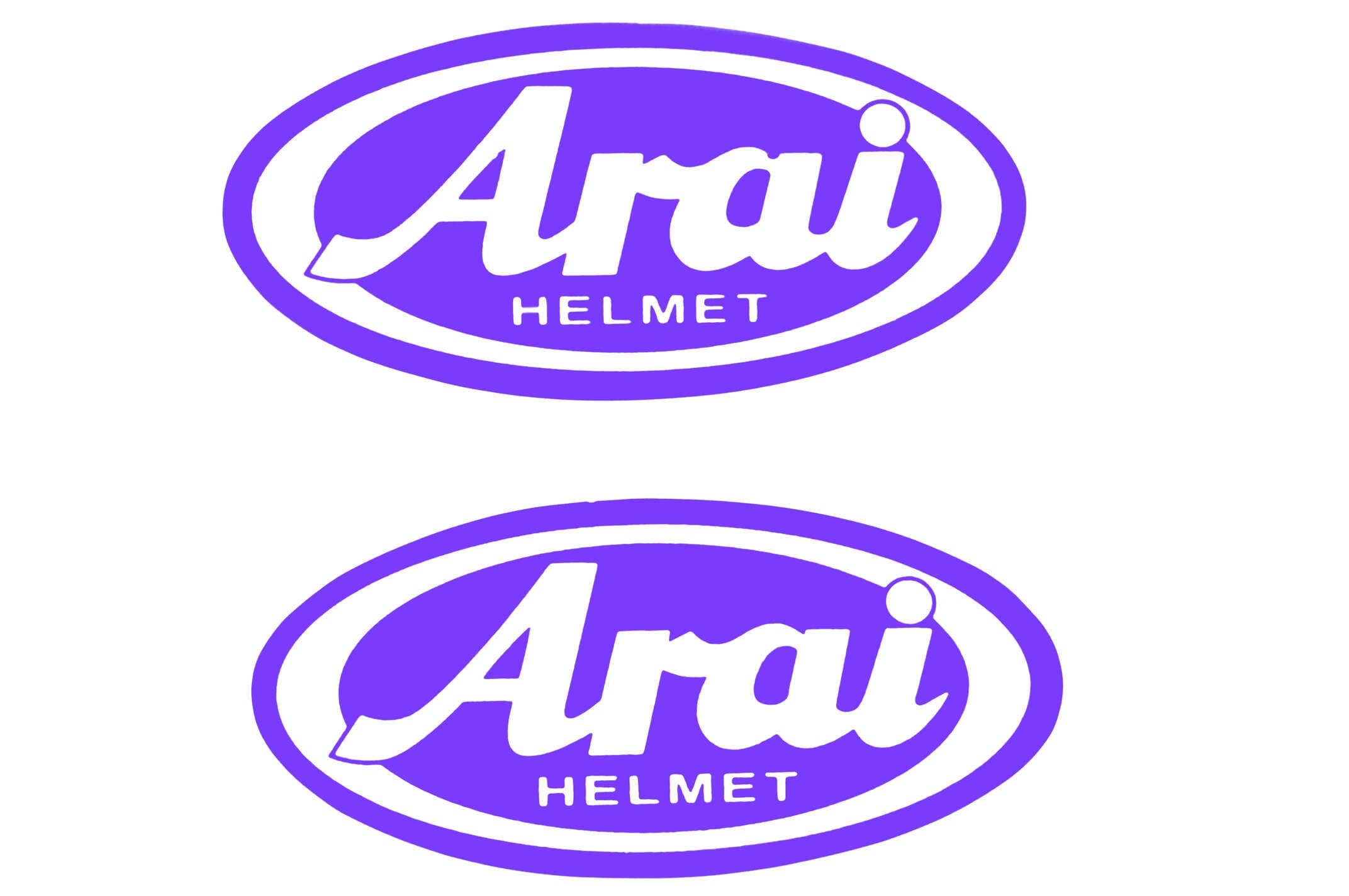Наклейка логотип ARAI (9x4,5см, фиолетовая) (#1871)