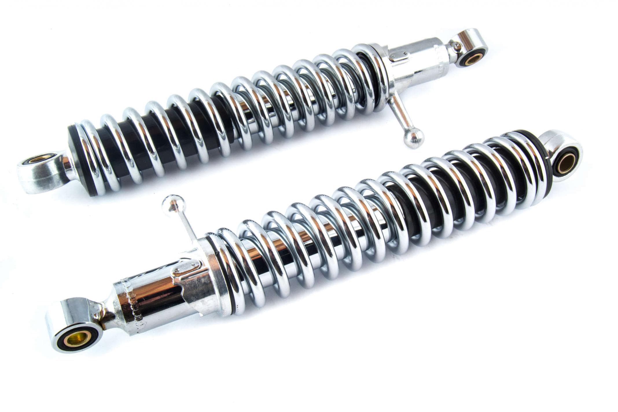 Амортизаторы (пара) ИЖ 320mm, регулируемые, с рычагом (хром) d50mm (втулка 10mm/втулка 10mm) KS