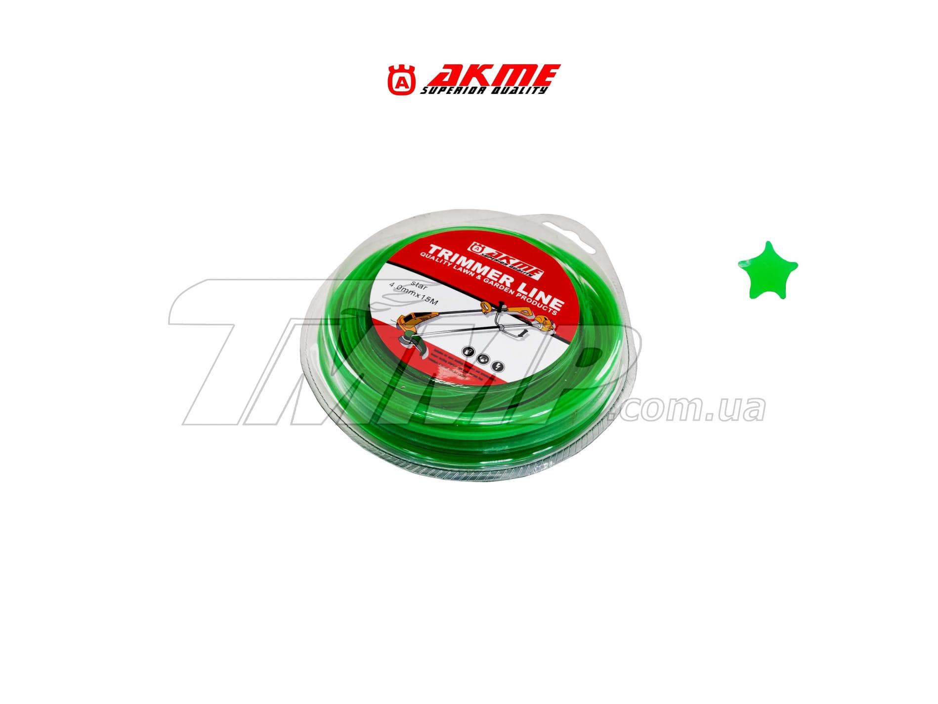 Леска мотокосы   Ø4,0mm, 15 метров   (звезда, зеленая) EVO