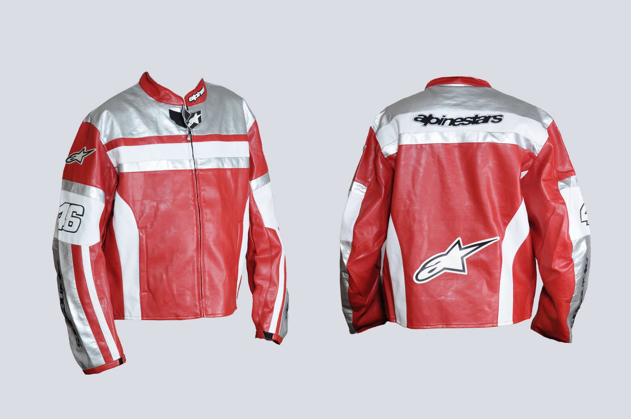 Мотокуртка ALPINESTARS (кожзам) (size:XXL, красная)