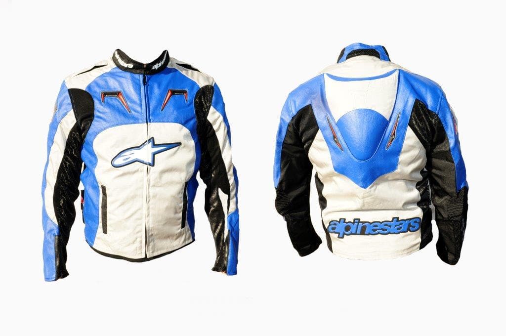 Мотокуртка ALPINESTARS (кожзам-текстиль) (с аэродинамическим горбом) (mod:1, size:M, синяя)