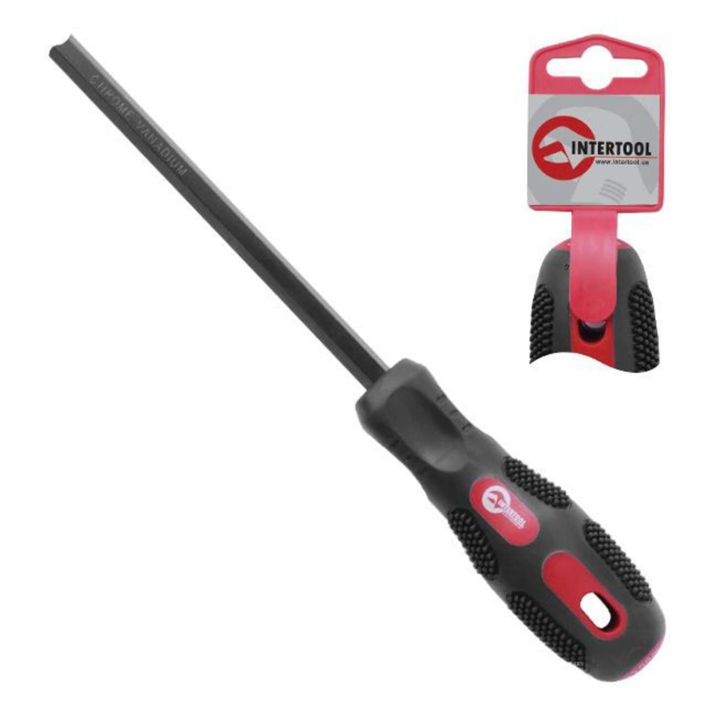 Отвертка шлицевая SL8,0x150 мм INTERTOOL