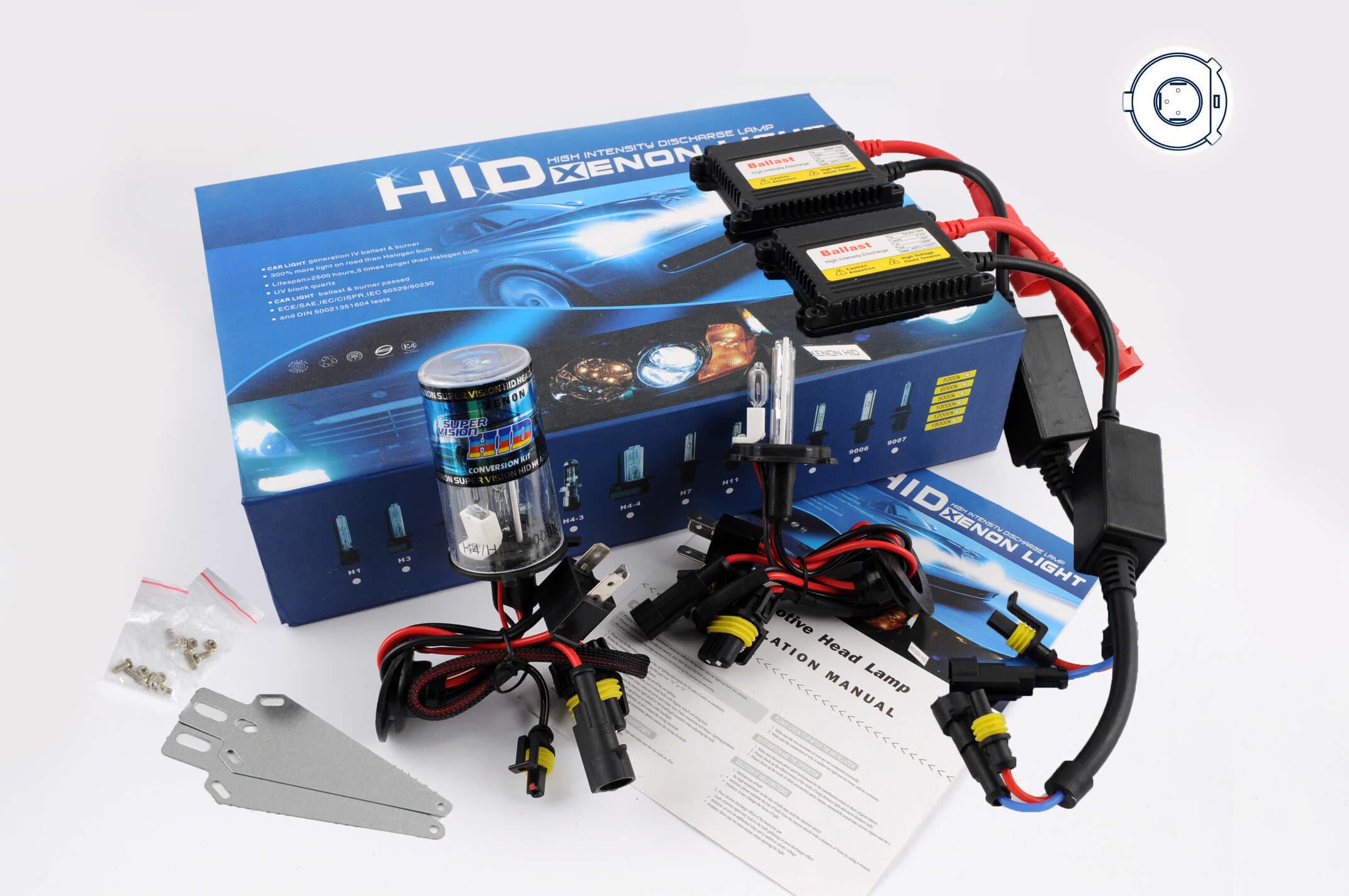 Ксенон (авто) H4 DC 6000K 35W (+галоген) slim (арт:50)